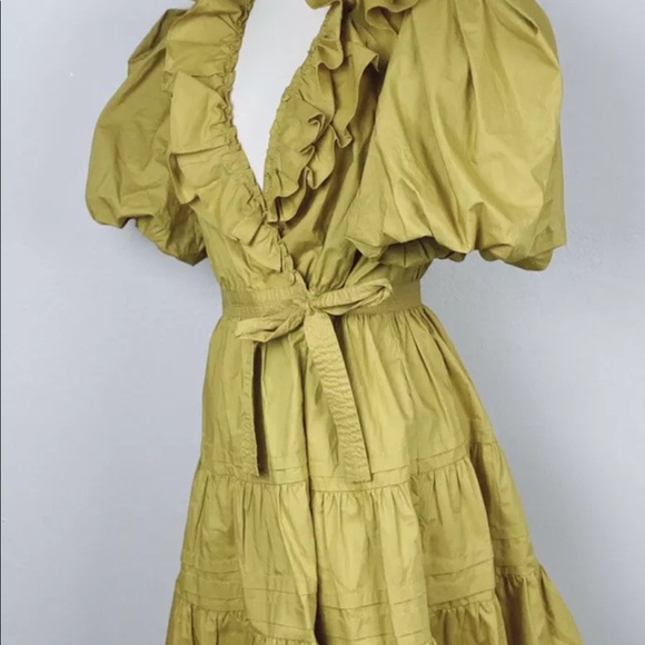 Ulla Johnson Maud Mustard Puff Sleeve Dress 8 - Picture 6 of 10